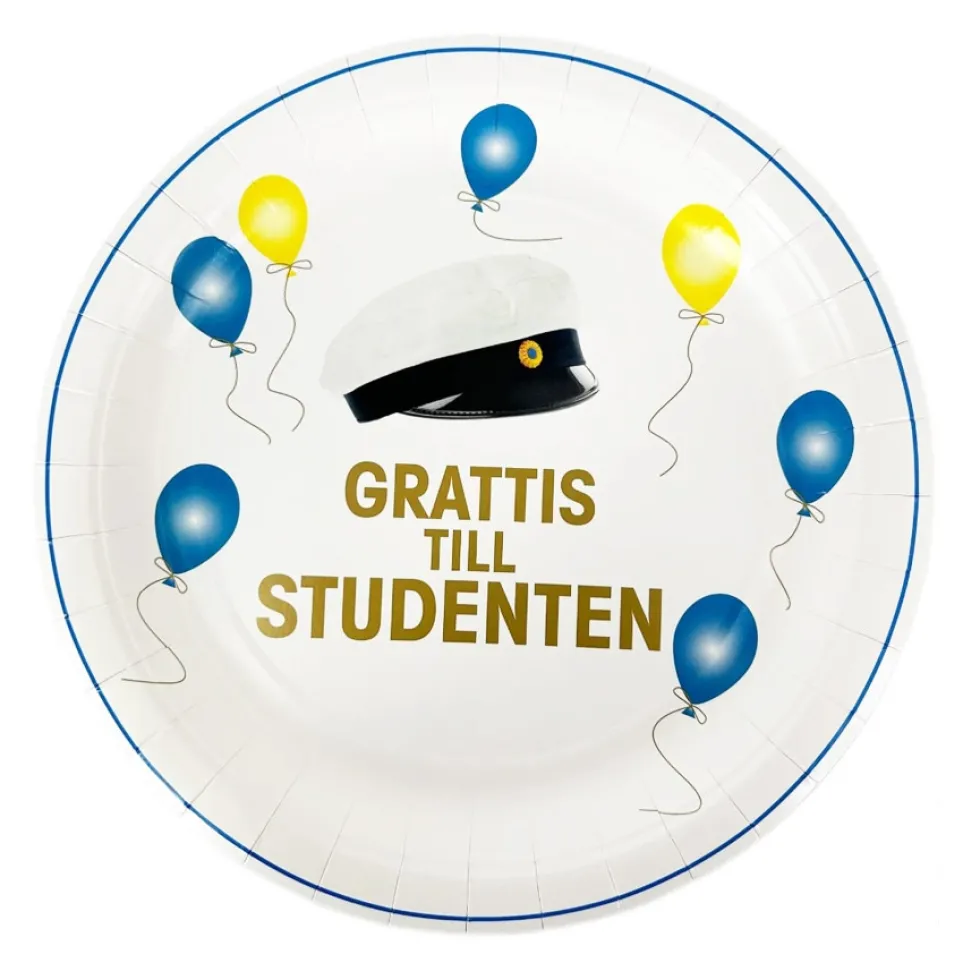 Assietter Grattis till Studenten 8-pack
