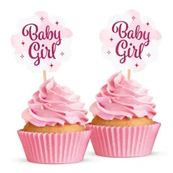 Baby Girl Muffinsdekorationer 12-pack