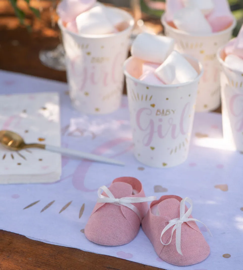 Babyshower - Gåvoaskar rosa skor 4-pack
