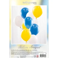 Ballongbukett Gul, blå & vit
