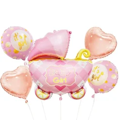 Ballongbukett - Rosa Barnvagn