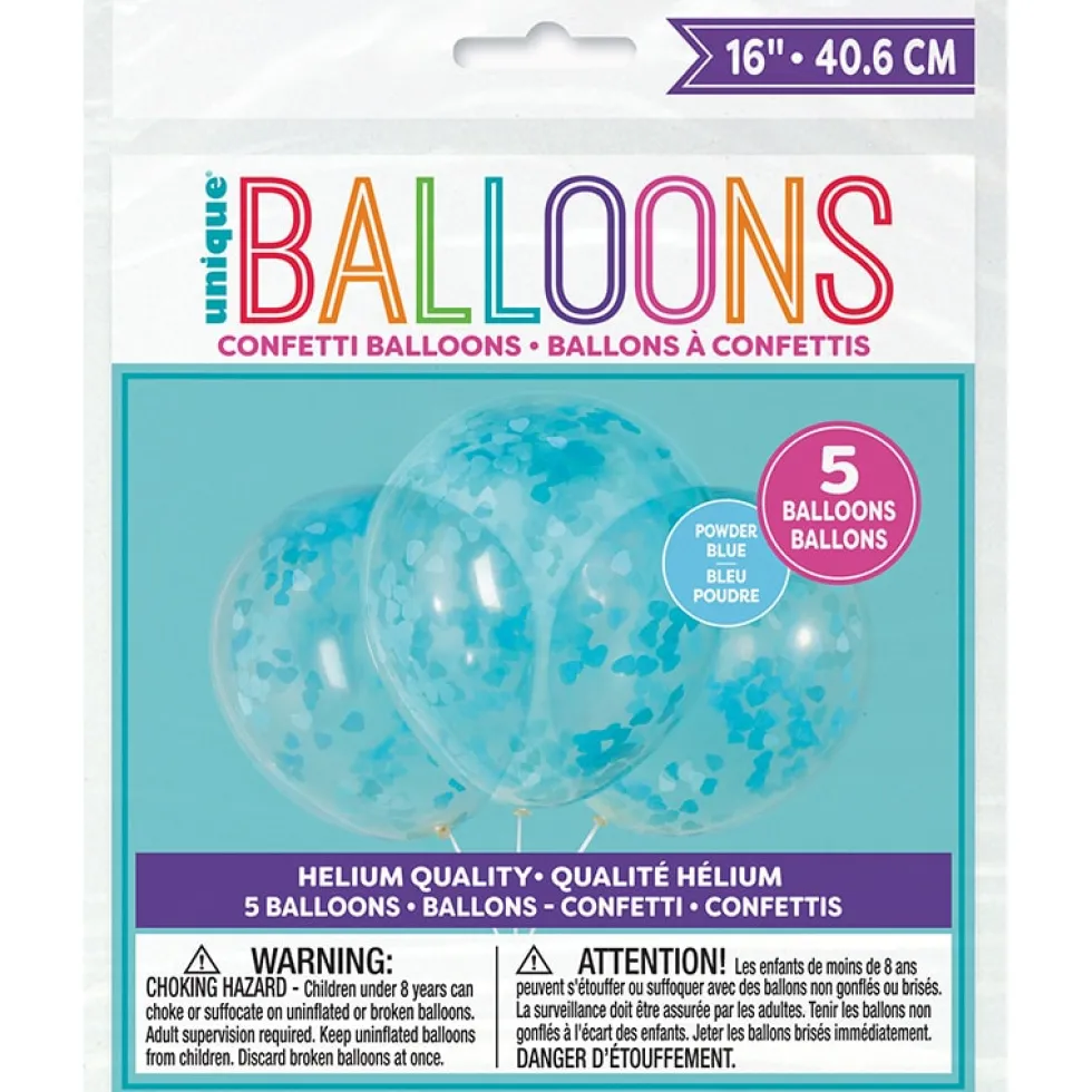 Ballonger med blå hjärtformad konfetti 5-pack