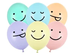 Ballonger Pastell, Smileyfaces 6-pack