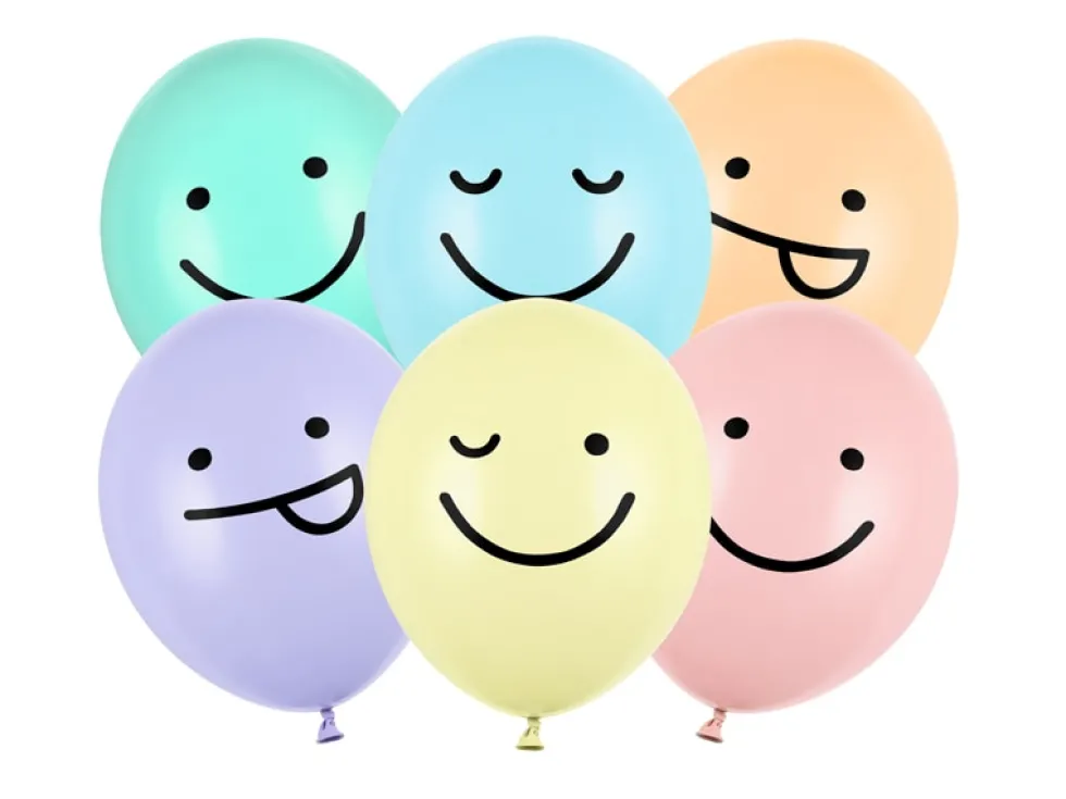 Ballonger Pastell, Smileyfaces 6-pack