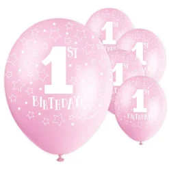 Ballonger, 1 år 5-pack rosa