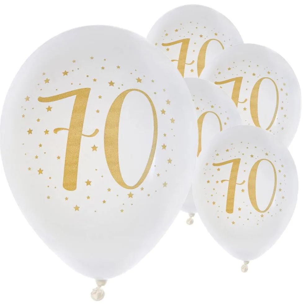 Ballonger Vit & Guld 70 år 8-pack