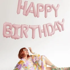 Ballonggirlang Happy Birthday Ljusrosa 340 cm