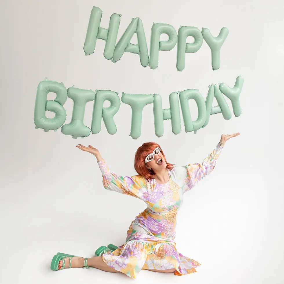 Ballonggirlang Happy Birthday Grön 340 cm