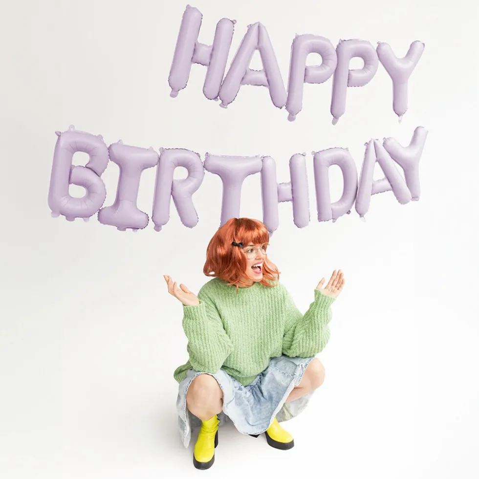 Ballonggirlang Happy Birthday Ljuslila 340 cm