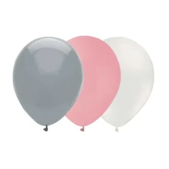 Ballongkombo, Grå-Rosa-Vit 15-pack
