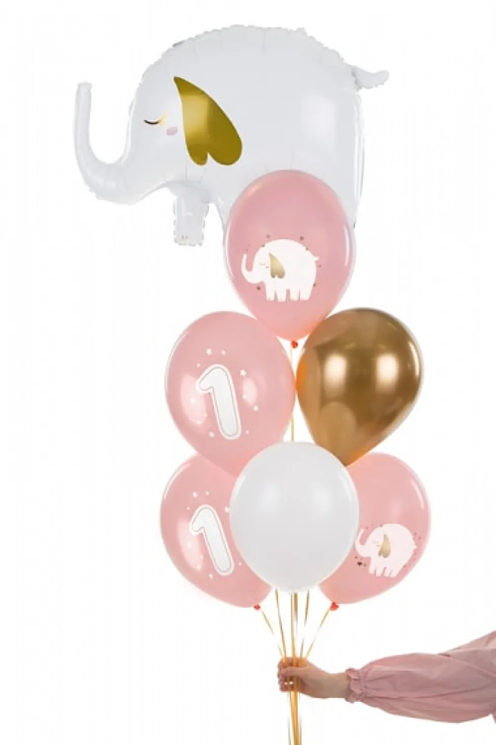 Ballongmix 1 år, Rosa elefant 6-pack