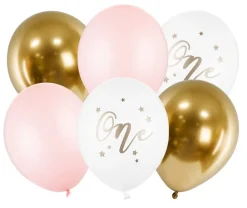 Ballongmix 1 år, Rosa 6-pack