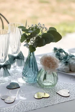Blå diamantformade glasvaser 14,5 cm i 12-pack