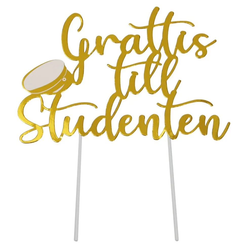 Cake Topper Grattis till Studenten guld