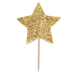 Cake Toppers - Guldglittrande stjärnor 12-pack