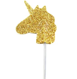 Cake Toppers - Guldglittrande enhörningar 12-pack