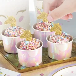 Cake Toppers - Guldglittrande enhörningar 12-pack