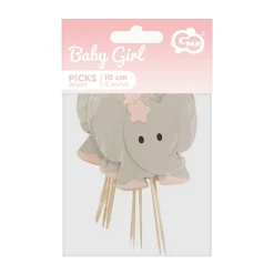 Cake Toppers - Rosa elefanter 10-pack