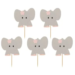 Cake Toppers - Rosa elefanter 10-pack