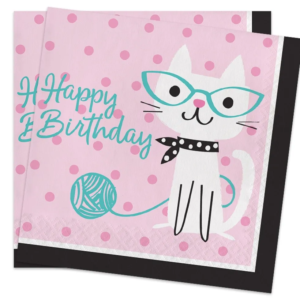 Cat Party - Servetter Happy Birthday 16-pack