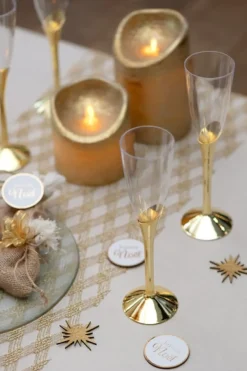 Champagneglas av plast med guldfot 6-pack