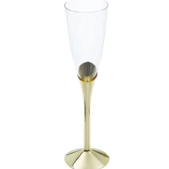 Champagneglas av plast med guldfot 6-pack