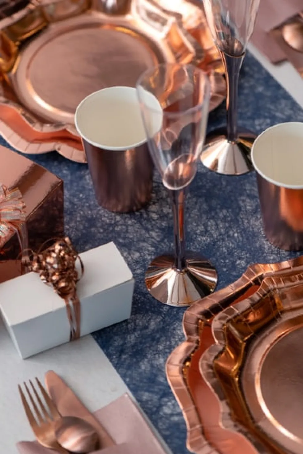 Champagneglas av plast med roséguldfot 6-pack