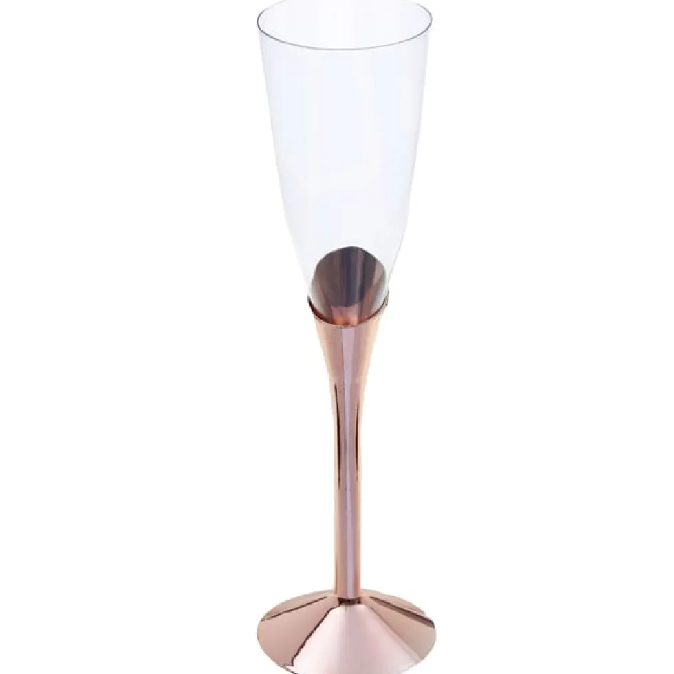 Champagneglas av plast med roséguldfot 6-pack