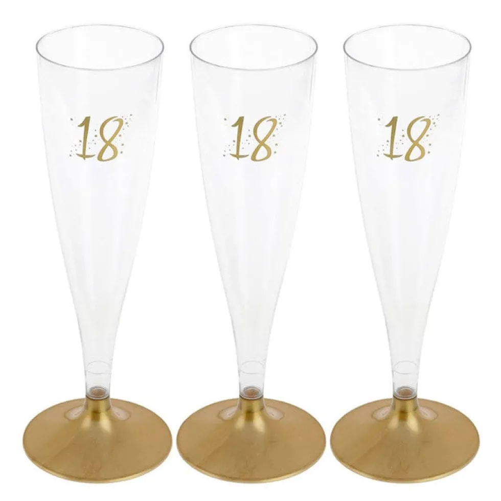 Champagneglas med guldfot 18 år 6-pack