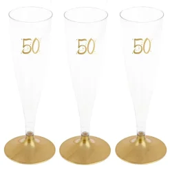 Champagneglas med guldfot 50 år 6-pack