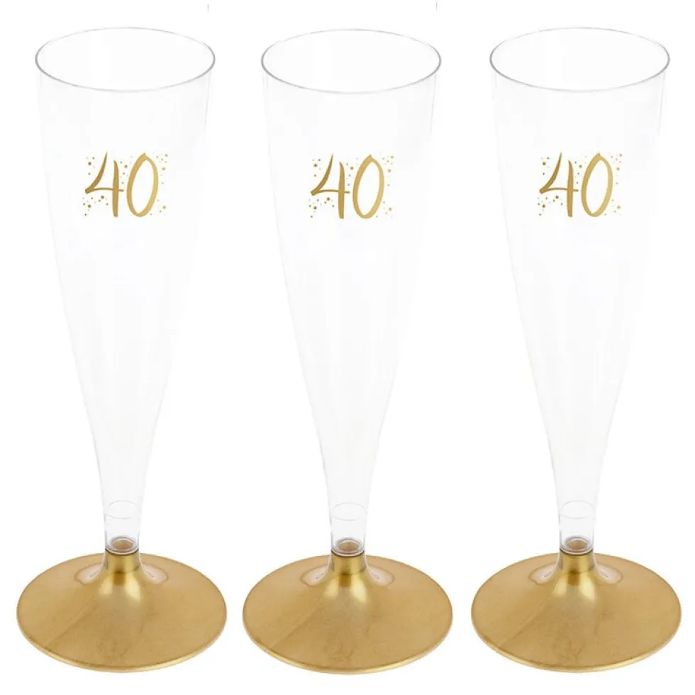 Champagneglas med guldfot 40 år 6-pack