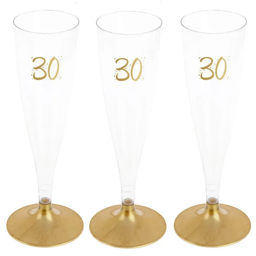 Champagneglas med guldfot 30 år 6-pack