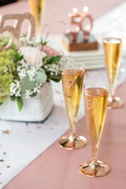 Champagneglas med roseguldfot 80 år 6-pack