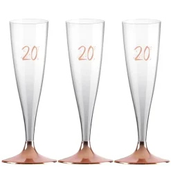 Champagneglas med roseguldfot 20 år 6-pack