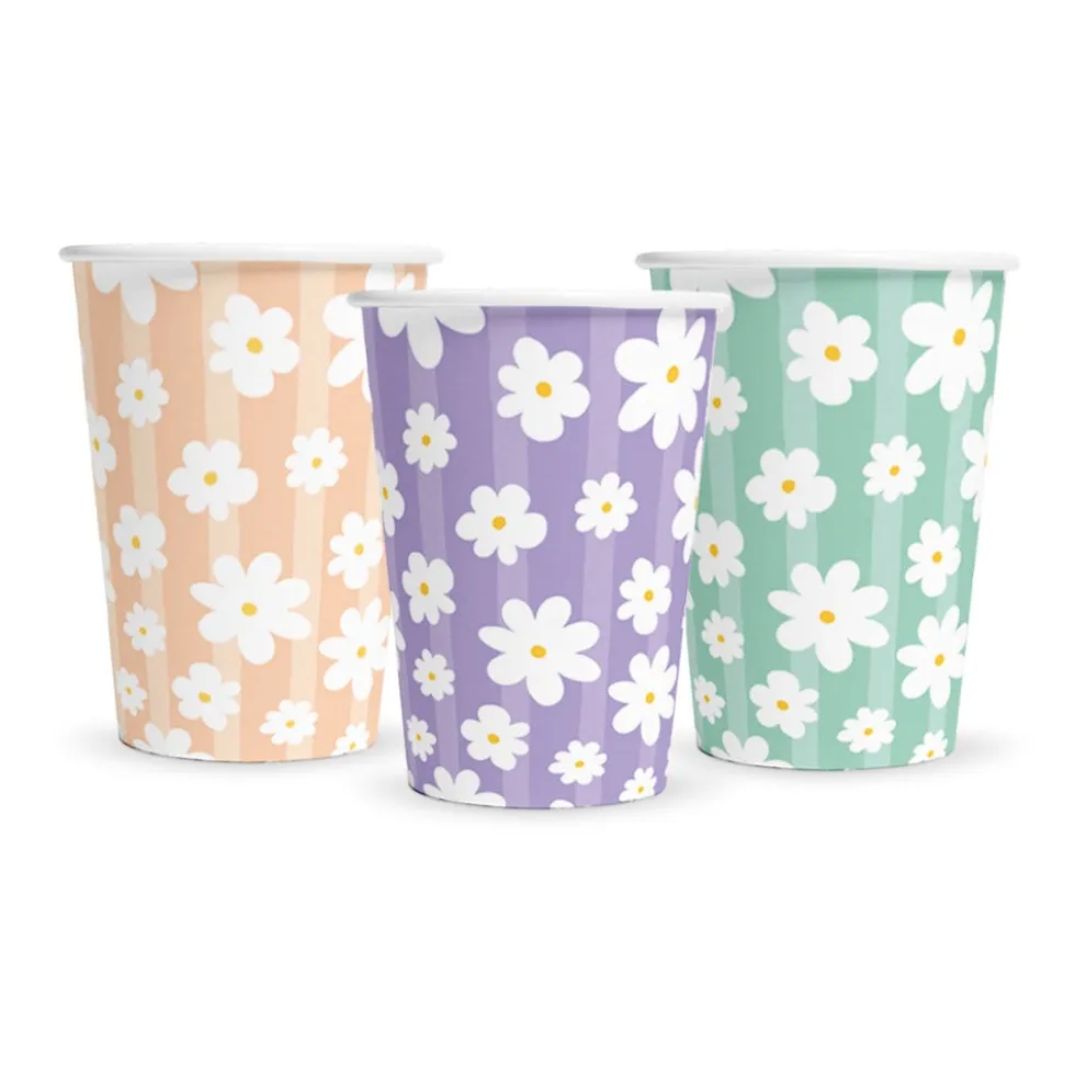 Daisies Pappmuggar 8-pack