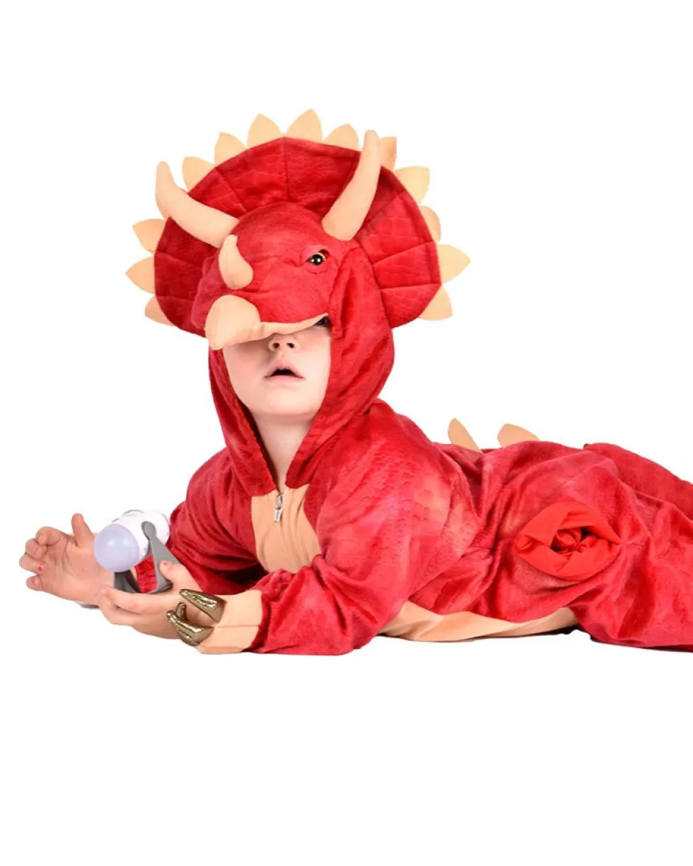 Dinosaurie Triceratops Jumpsuit Maskeraddräkt Barn 4-5 år
