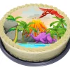 Dino Volcano Tårtbild Sockerpasta 20 cm