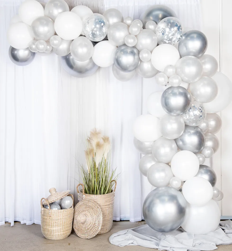 DIY Ballongbåge Silver Chrome