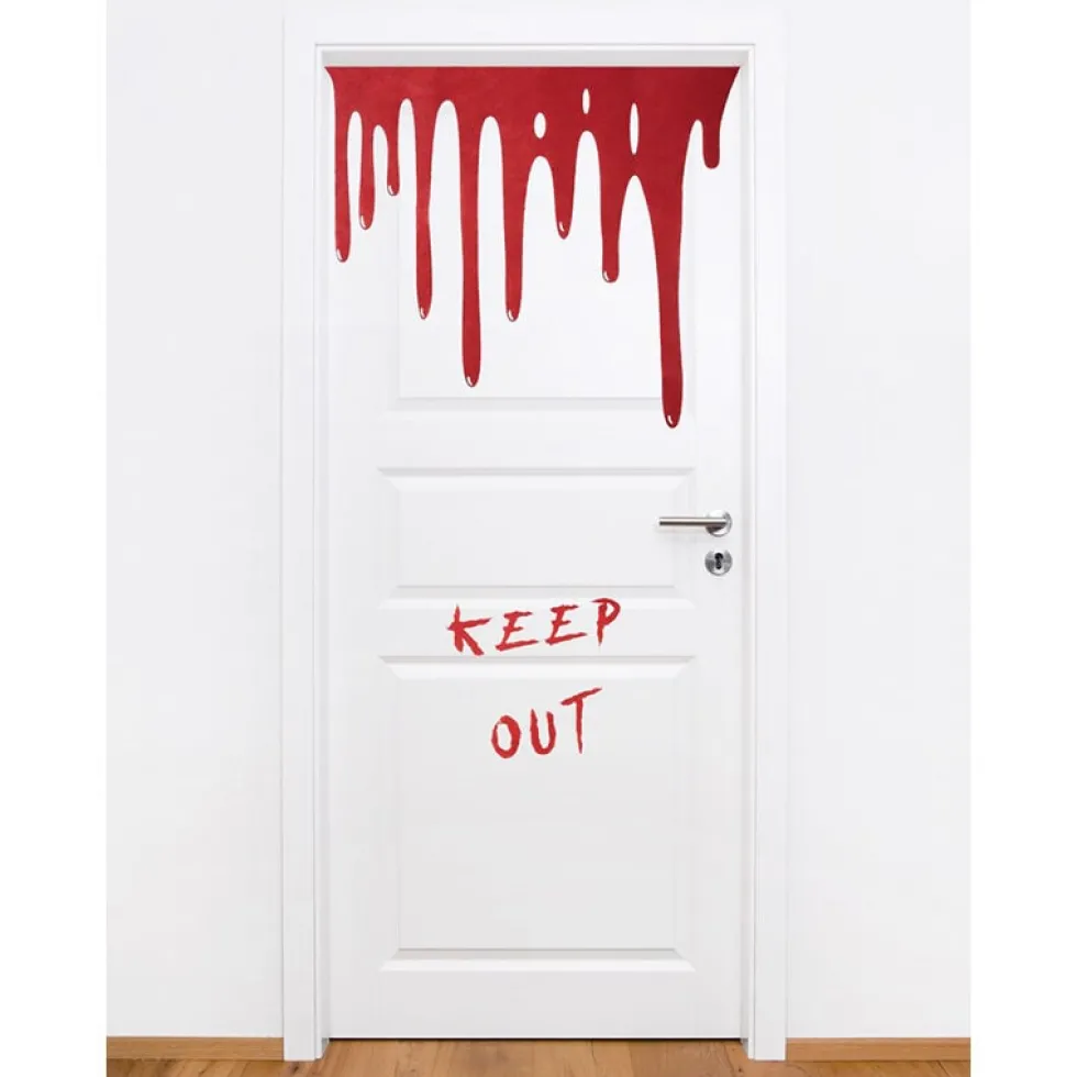 Dörrdekoration med bloddroppar Keep out
