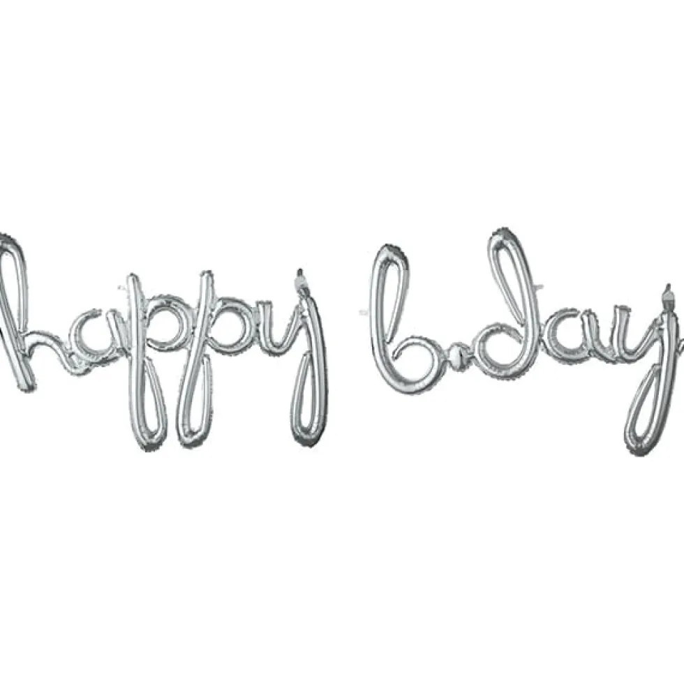 Folieballong, Happy Bday Silver