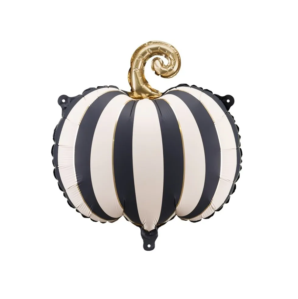 Folieballong - Randig pumpa med gulddetaljer 39 cm