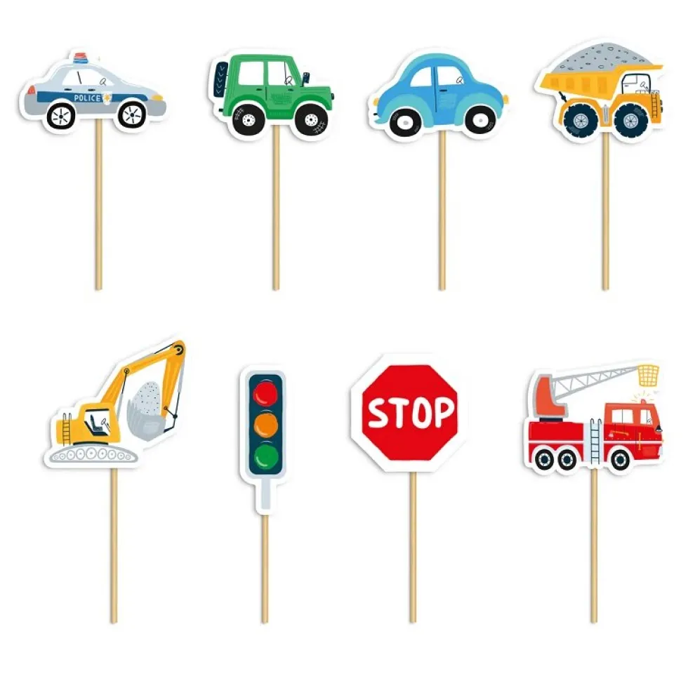 Fordon Cake Toppers 8-pack