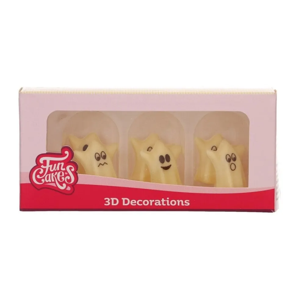 FunCakes - Choklad dekorationer 3D spöken 6-pack