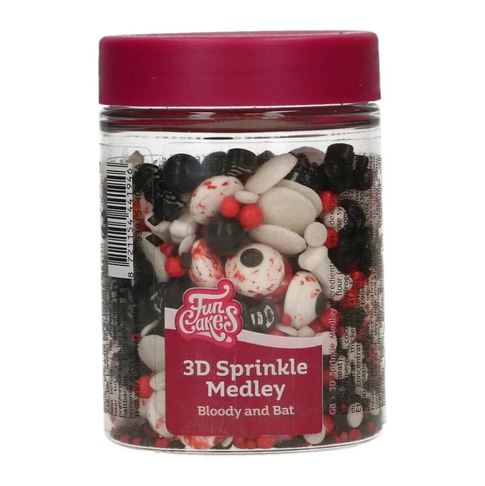 FunCakes - Halloweenströssel ögon och fladdermöss 70 gram