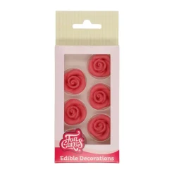 FunCakes - Marsipan Dekorationsrosor rosa 6-pack