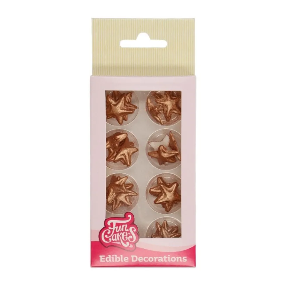 FunCakes - Sockerdekorationer Stjärnor brons 24-pack