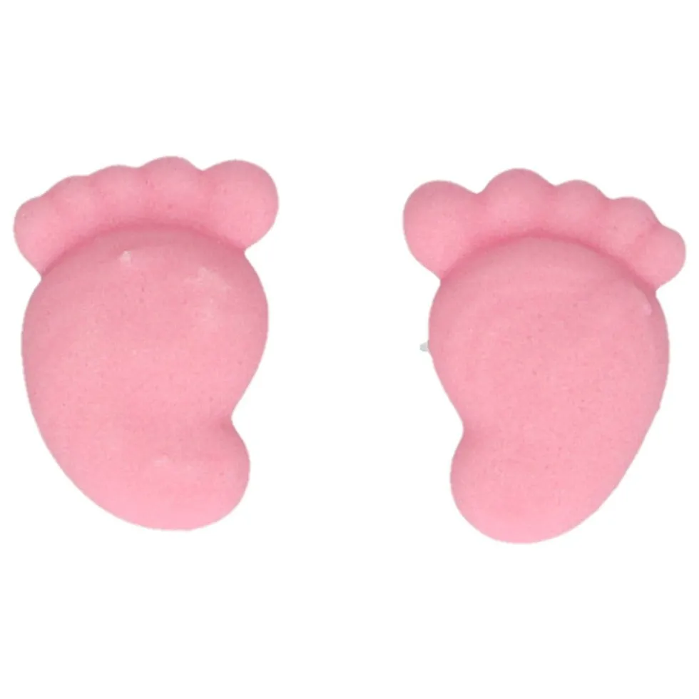 FunCakes - Sockerdekorationer Baby Feet Rosa 16-pack