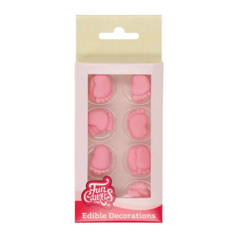 FunCakes - Sockerdekorationer Baby Feet Rosa 16-pack