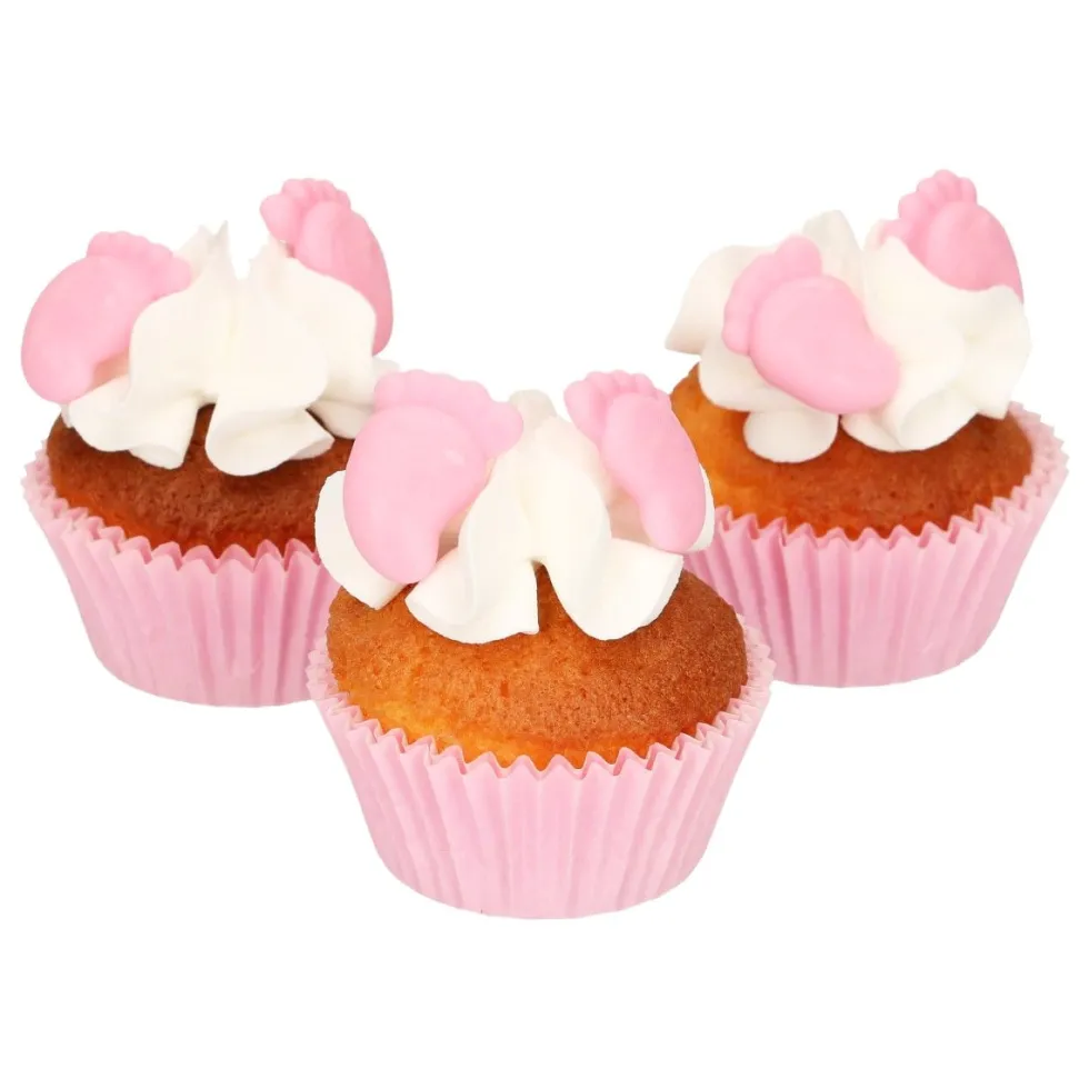 FunCakes - Sockerdekorationer Baby Feet Rosa 16-pack