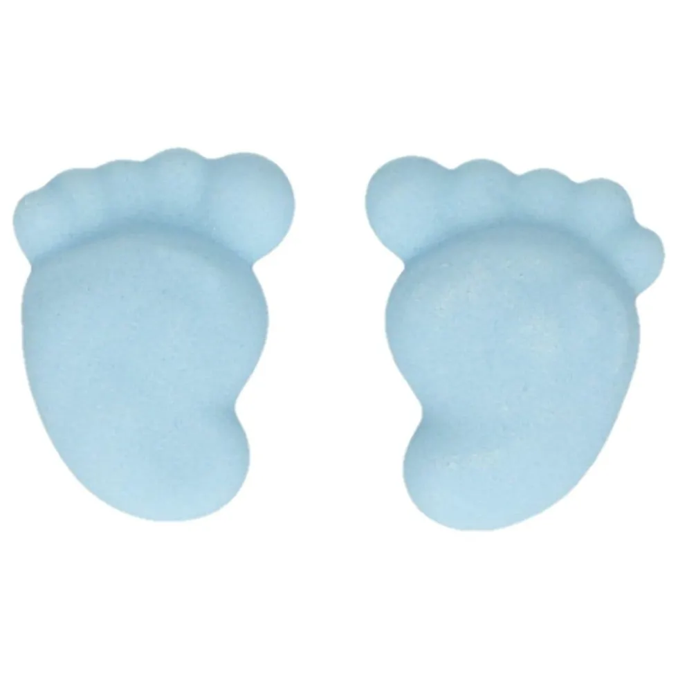 FunCakes - Sockerdekorationer Baby Feet Blå 16-pack